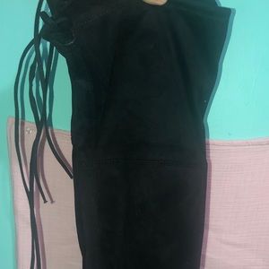 Over the knee black heeled boots